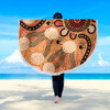 Australia Aboriginal Inspired Beach Blanket - Indigenous Inspired White Flowers and Blank Hand Art Beach Blanket