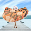 Australia Aboriginal Inspired Beach Blanket - Indigenous Inspired White Flowers and Blank Hand Art Beach Blanket