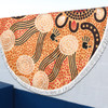 Australia Aboriginal Inspired Beach Blanket - Indigenous Inspired White Flowers and Blank Hand Art Beach Blanket