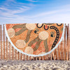 Australia Aboriginal Inspired Beach Blanket - Indigenous Inspired White Flowers and Blank Hand Art Beach Blanket
