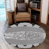 Australia Aboriginal Inspired Round Rug - Black And White Vector Aboriginal Art Round Rug