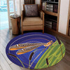 Australia Aboriginal Inspired Round Rug - Dragonfly On Cattails Aboriginal Style Art Round Rug