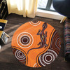 Australia Aboriginal Inspired Round Rug - Aboriginal Art Background With Lizard Style Art Round Rug