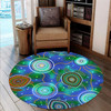 Australia Aboriginal Inspired Round Rug - Aboriginal Sea Turtles And Jellyfish Style Art Round Rug