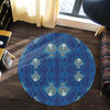 Australia Aboriginal Inspired Round Rug - Dot Art Landscape Vector Background With Fish Round Rug