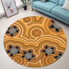 Australia Aboriginal Inspired Round Rug - Aboriginal Dot Art Vector Painting With Turtle Yellow Color Round Rug