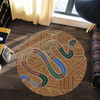 Australia Aboriginal Inspired Round Rug - A Snake Aboriginal Styled Dot Painting Artwork Round Rug