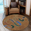 Australia Aboriginal Inspired Round Rug - A Snake Aboriginal Styled Dot Painting Artwork Round Rug