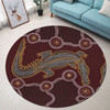 Australia Aboriginal Inspired Round Rug -  A Crocodile Aboriginal Styled Dot Painting Artwork Round Rug