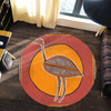 Australia Aboriginal Inspired Round Rug - Emu Bird Aboriginal Styled Dot Painting Artwork Round Rug