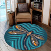 Australia Aboriginal Inspired Round Rug - Dragonfly Aboriginal Art Vector Painting Round Rug