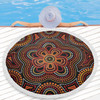 Australia Aboriginal Inspired Beach Blanket - Aboriginal Dot Art Vector Seamless Flower Pattern Beach Blanket