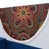 Australia Aboriginal Inspired Beach Blanket - Aboriginal Dot Art Vector Seamless Flower Pattern Beach Blanket