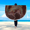 Australia Aboriginal Inspired Beach Blanket -  A Crocodile Aboriginal Styled Dot Painting Artwork Beach Blanket