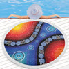 Australia Aboriginal Inspired Beach Blanket - Aboriginal Style Of Dot Background Rainbow Color Beach Blanket