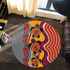 Australia Aboriginal Inspired Round Rug - Turtle And Foot Print Aboiginal Inspired Dot Painting Style Round Rug