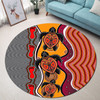 Australia Aboriginal Inspired Round Rug - Turtle And Foot Print Aboiginal Inspired Dot Painting Style Round Rug