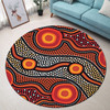 Australia Aboriginal Inspired Round Rug - Orange Aboiginal Inspired Dot Painting Style Round Rug