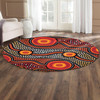 Australia Aboriginal Inspired Round Rug - Orange Aboiginal Inspired Dot Painting Style Round Rug