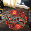 Australia Aboriginal Inspired Round Rug - Orange Aboiginal Inspired Dot Painting Style Round Rug