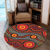 Australia Aboriginal Inspired Round Rug - Orange Aboiginal Inspired Dot Painting Style Round Rug