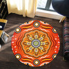 Australia Aboriginal Inspired Round Rug - The Sun Indigenous Aboiginal Inspired Dot Painting Style Round Rug