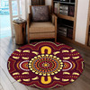 Australia Aboriginal Inspired Round Rug - Foots Print Aboiginal Inspired Dot Painting Style Round Rug