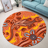 Australia Aboriginal Inspired Round Rug - Orange Lizard Aboiginal Inspired Dot Painting Style Round Rug