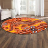 Australia Aboriginal Inspired Round Rug - Orange Lizard Aboiginal Inspired Dot Painting Style Round Rug