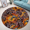 Australia Aboriginal Inspired Round Rug - Kangaroo Aboiginal Inspired Dot Painting Style Round Rug