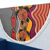 Australia Aboriginal Inspired Beach Blanket - Turtle And Foot Print Aboiginal Inspired Dot Painting Style Beach Blanket