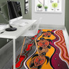 Australia Aboriginal Inspired Area Rug - Turtle And Foot Print Aboriginal Inspired Dot Painting Style
