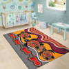 Australia Aboriginal Inspired Area Rug - Turtle And Foot Print Aboriginal Inspired Dot Painting Style