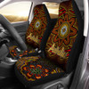 Australia Car Seat Cover - Aboriginal inspired dot art painting with kangaroo footprints