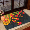 Australia Aboriginal Inspired Door Mat - Red Bottle Flower Aboriginal Inspired Dot Painting Style Door Mat