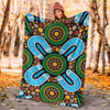 Australia Aboriginal Inspired Blanket - Green Aboriginal Connection Artwork