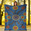 Australia Aboriginal Inspired Blanket - Blue Aboriginal Connection Artwork