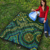 Australia Aboriginal Inspired Quilt - Green Circle Aboiginal Inspired Dot Painting Style