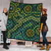 Australia Aboriginal Inspired Quilt - Green Circle Aboiginal Inspired Dot Painting Style