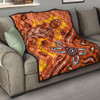 Australia Aboriginal Inspired Quilt - Orange Lizard Aboiginal Inspired Dot Painting Style