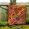 Australia Aboriginal Inspired Quilt - Orange Lizard Aboiginal Inspired Dot Painting Style