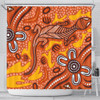 Australia Aboriginal Inspired Shower Curtain - Orange Lizard Aboiginal Inspired Dot Painting Style