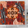 Australia Aboriginal Inspired Shower Curtain - Lizard Art Aboriginal Inspired Dot Painting Style