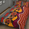 Australia Aboriginal Inspired Quilt Bed Set - Turtle And Foot Print Aboiginal Inspired Dot Painting Style