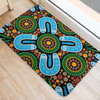 Australia Aboriginal Inspired Door Mat - Green Aboriginal Connection Artwork