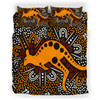 Australia Indigenous Bedding Set - Aboriginal inspired art background with kangaroo