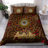 Australia Indigenous Bedding Set - Aboriginal inspired dot art background with kangaroo footprints