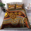 Australia Indigenous Bedding Set - Aboriginal inspired Dot Art Connection With Footprints