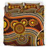 Australia Indigenous Bedding Set - Aboriginal inspired Dot Art Connection With Footprints