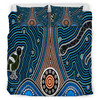 Australia Indigenous Bedding Set - Aboriginal inspired dot painting depicting Fierce Snake and Magpies